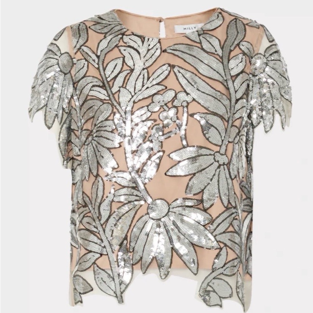 Milly Katelynn Sequin Lace Tee NWT sz Small